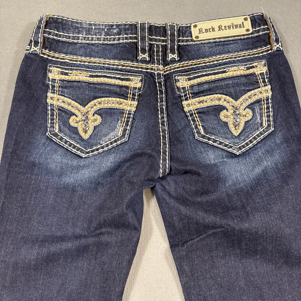 Rock Revival Nancy 3031STRAIGHT Jeans Embroidered THICK STITCH DARK WHISKERING